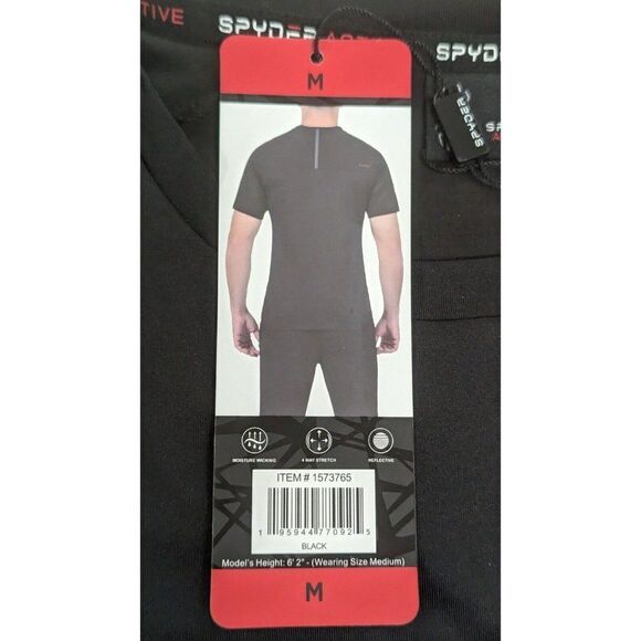 Spyder Active ProWEB Mens Size Medium Black Short Sleeve Crew Neck T-Shirt - Picture 10 of 10
